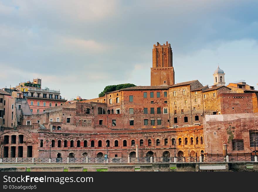 Ancient ruins of Great Roman Forum in Rome, Italy