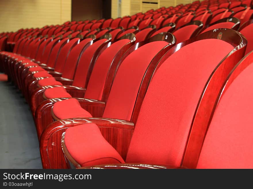 Red chairs in a theatre in china. Red chairs in a theatre in china