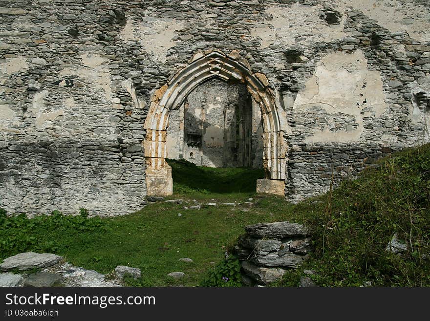 Old ruins of a church in Switzerland.