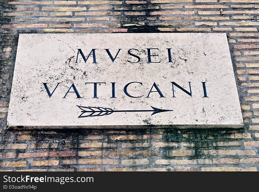 Signboard Of Vatican Museum