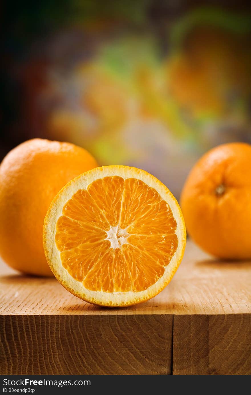 Oranges On Wooden Boards