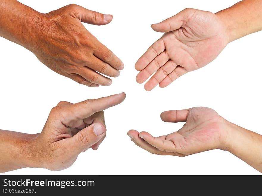 Hands in action with clipping path