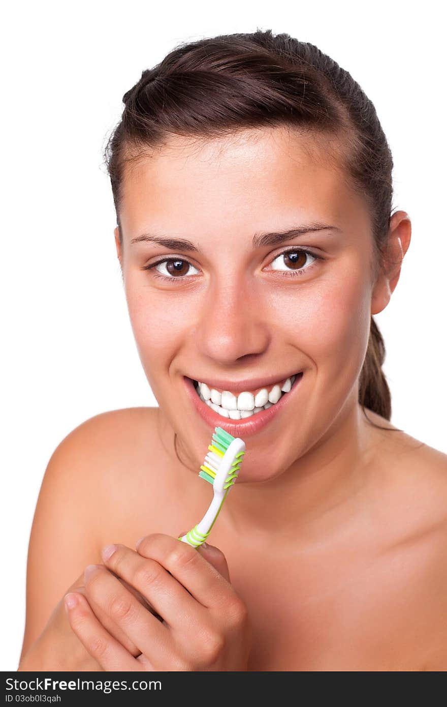 Beautiful Girl Brushing her Teeth