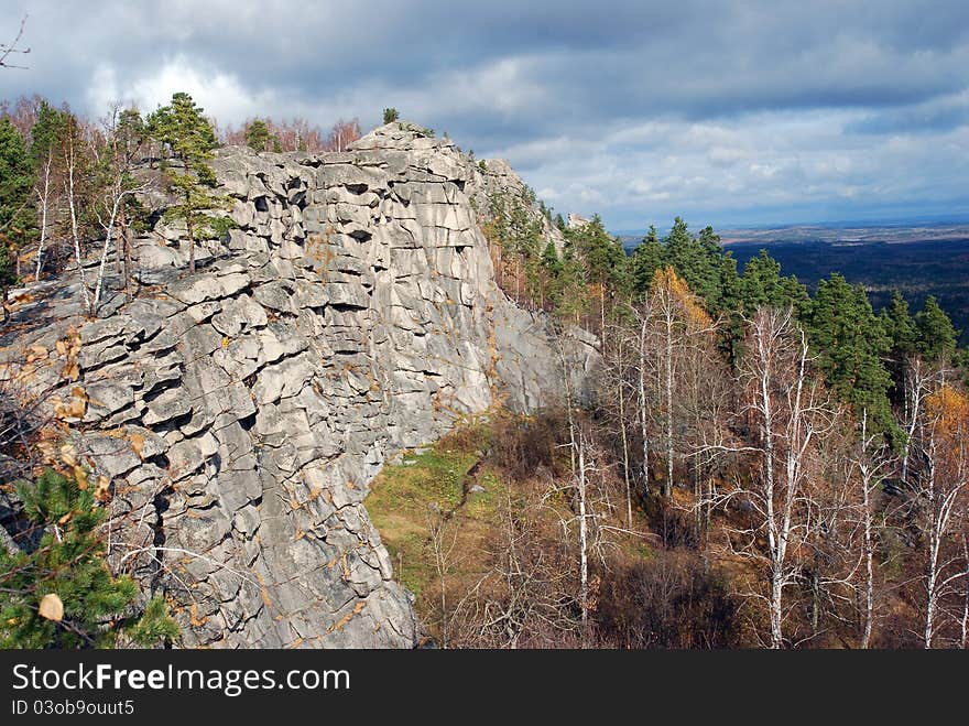 Granite massif, Ural, Russia. More than 2 km in length and 40-80 metres in high. Granite massif, Ural, Russia. More than 2 km in length and 40-80 metres in high