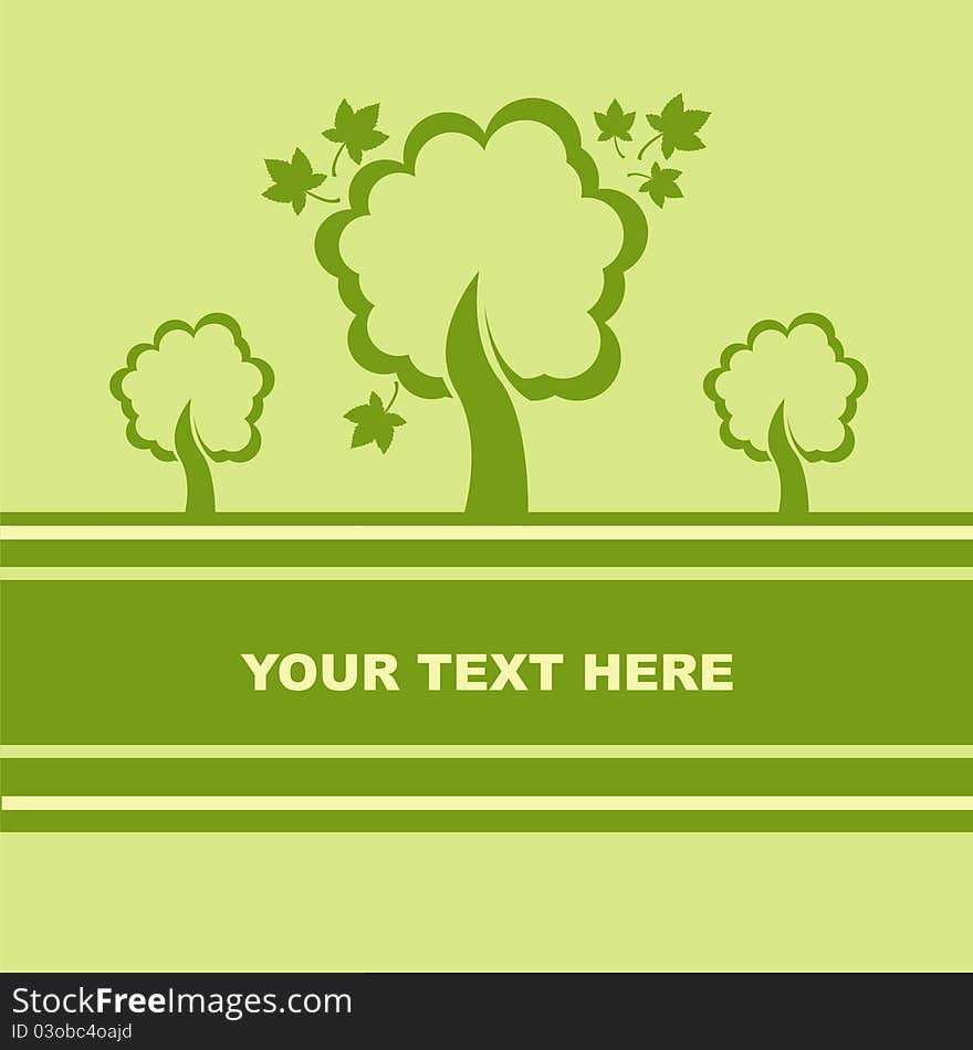 Cute green autumn trees card. Cute green autumn trees card