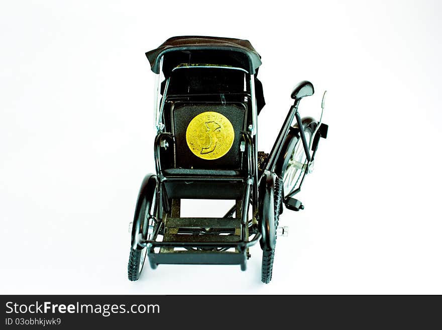 Becak, rickshaw, pedicab isolated on white background