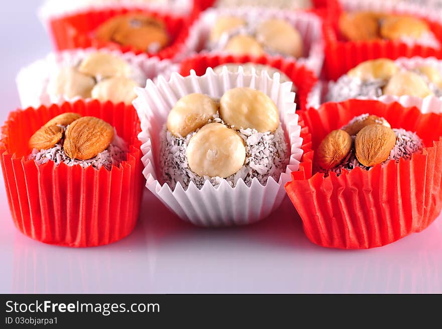 Variety of turkish delight as a background