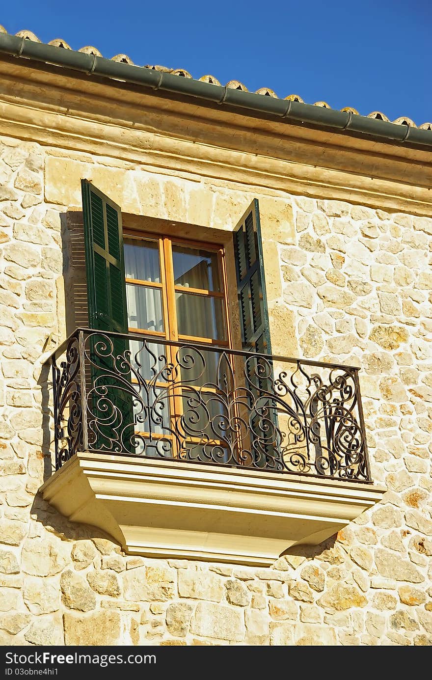 Typical Mediterranean window in a rustic house in Majorca (Balearic Islands - Spain)