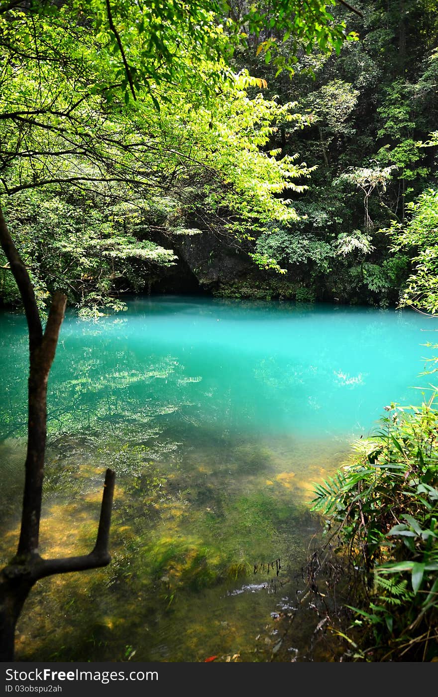 A little lake on a mountain in Guizhou Province,China. A little lake on a mountain in Guizhou Province,China