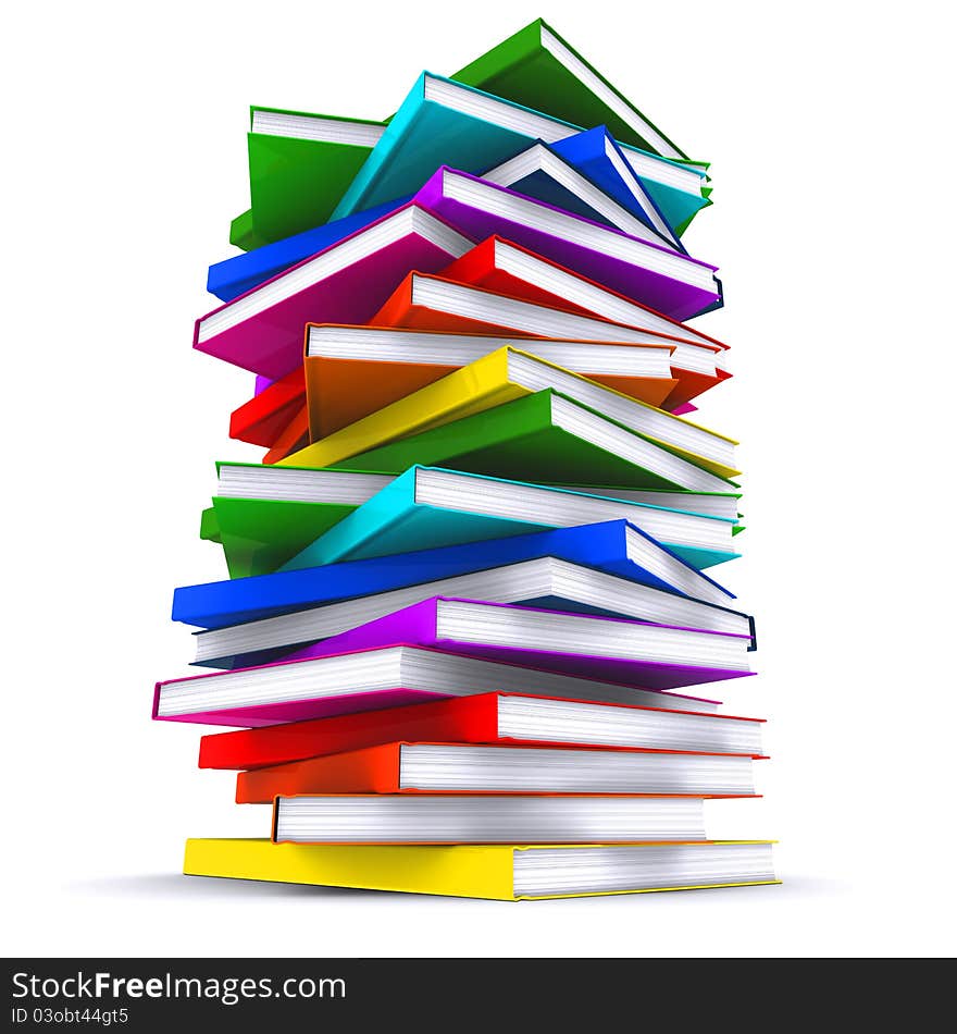 A stack of colorful books. 3d rendering