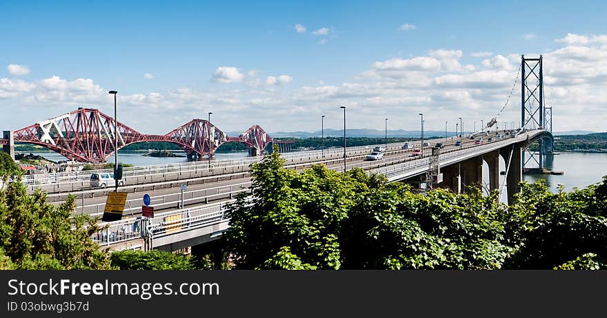 The two forth bridges outside edinburgh