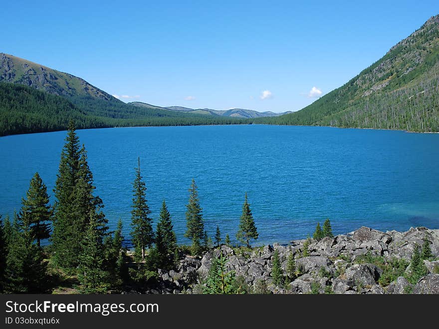 The alpine lake among mountains, Russia, Gorny Altai