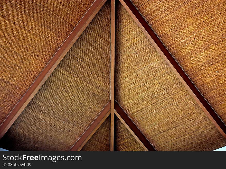 Ceilings are made of rattan mats.