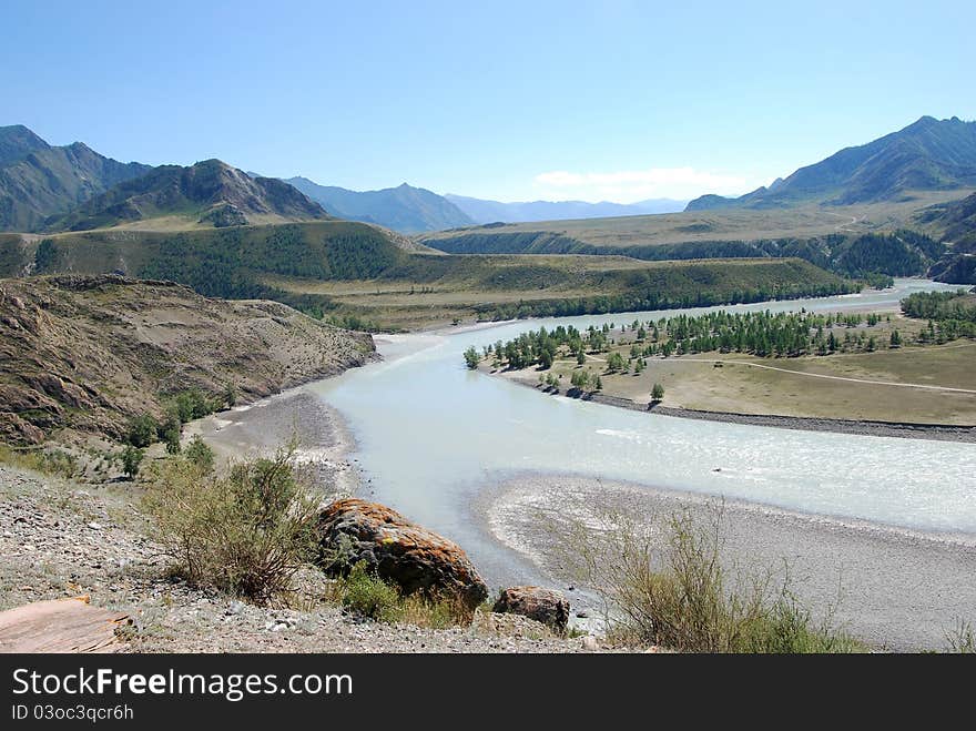 Mountain and river landscape