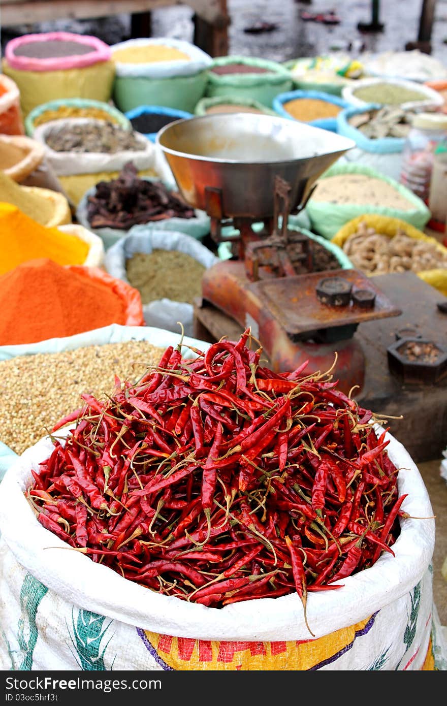 Spice market in India, Local distribution center in Ghaziabad.