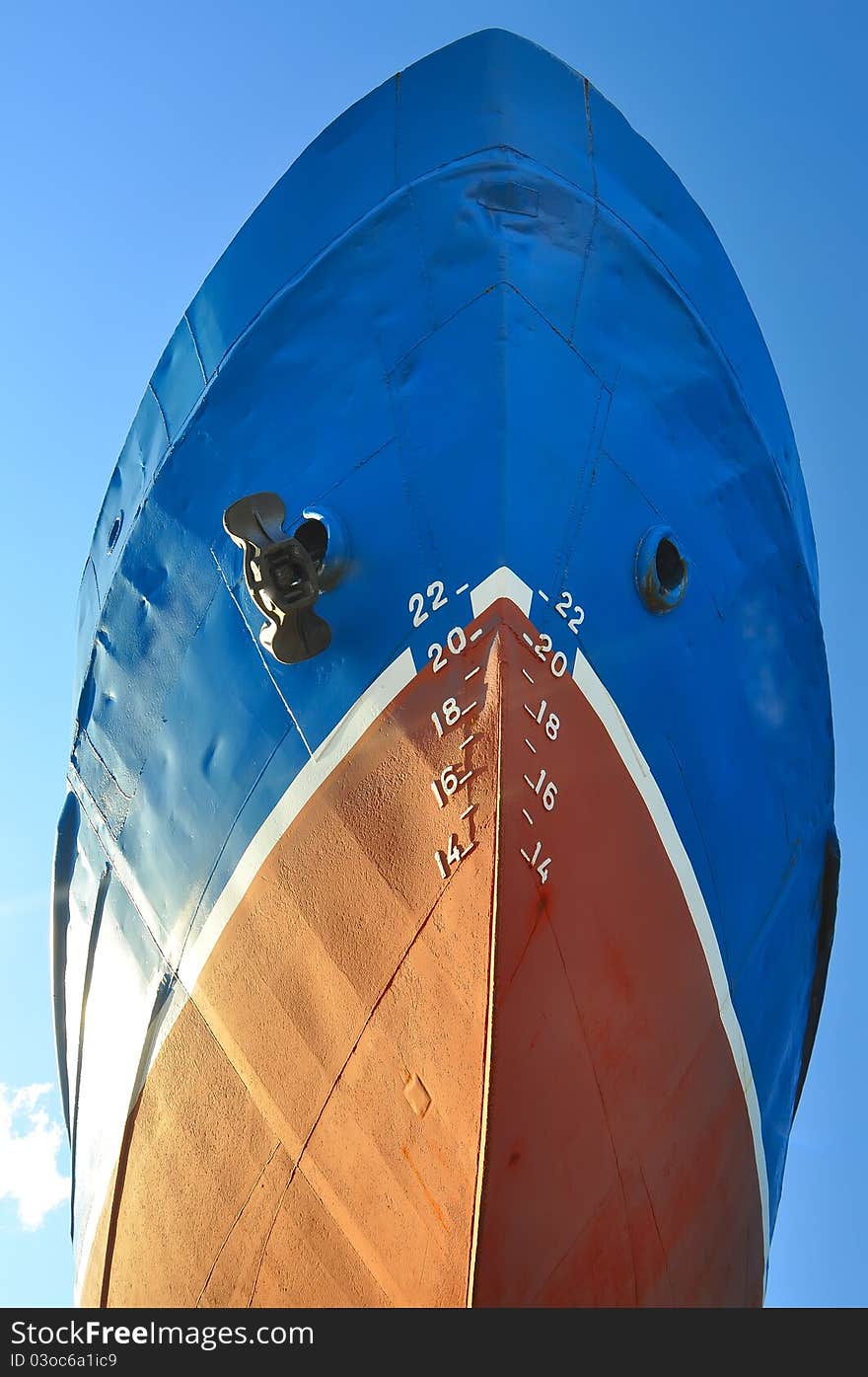 Old ship in port of Latvian city