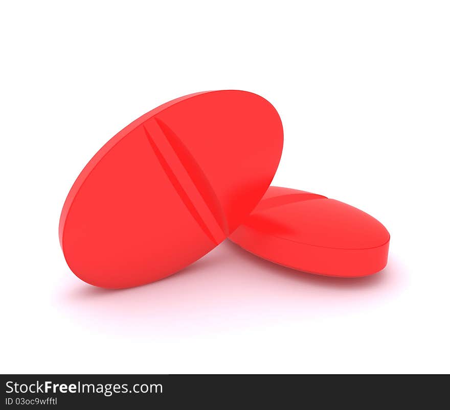 Red glowing pills - radioactive medicine. 3d rendering