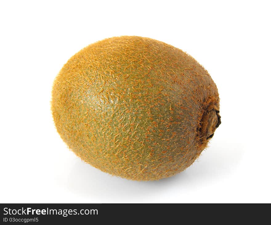 A ripe kiwi on a white background.