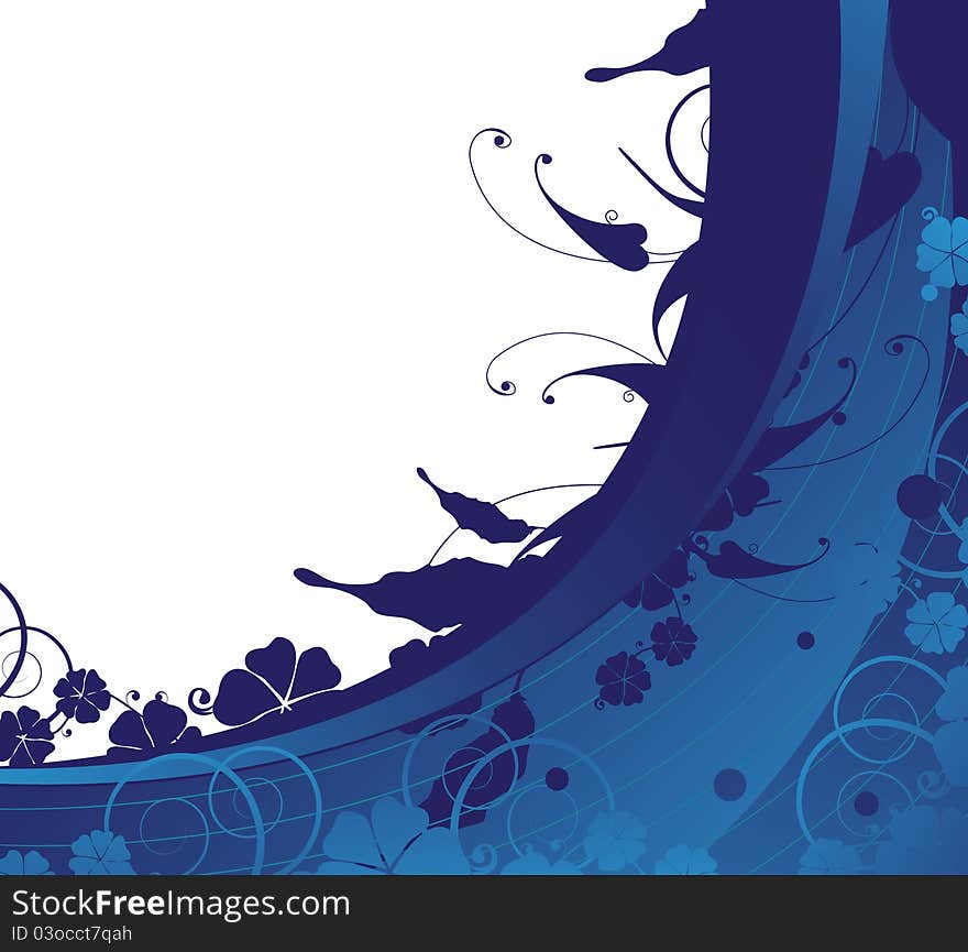 Semicircular blue background with floral element. Semicircular blue background with floral element