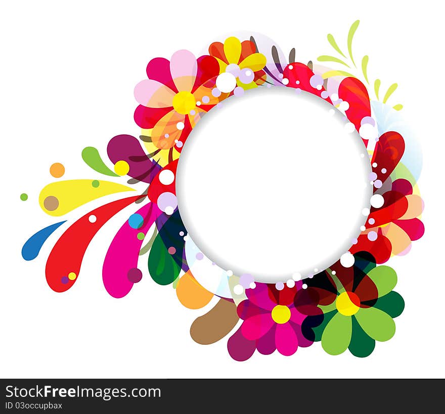 Round background with transparent floral elements. Round background with transparent floral elements