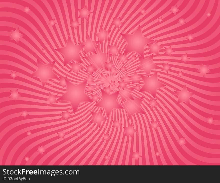 Background with pink rays and stars. Background with pink rays and stars