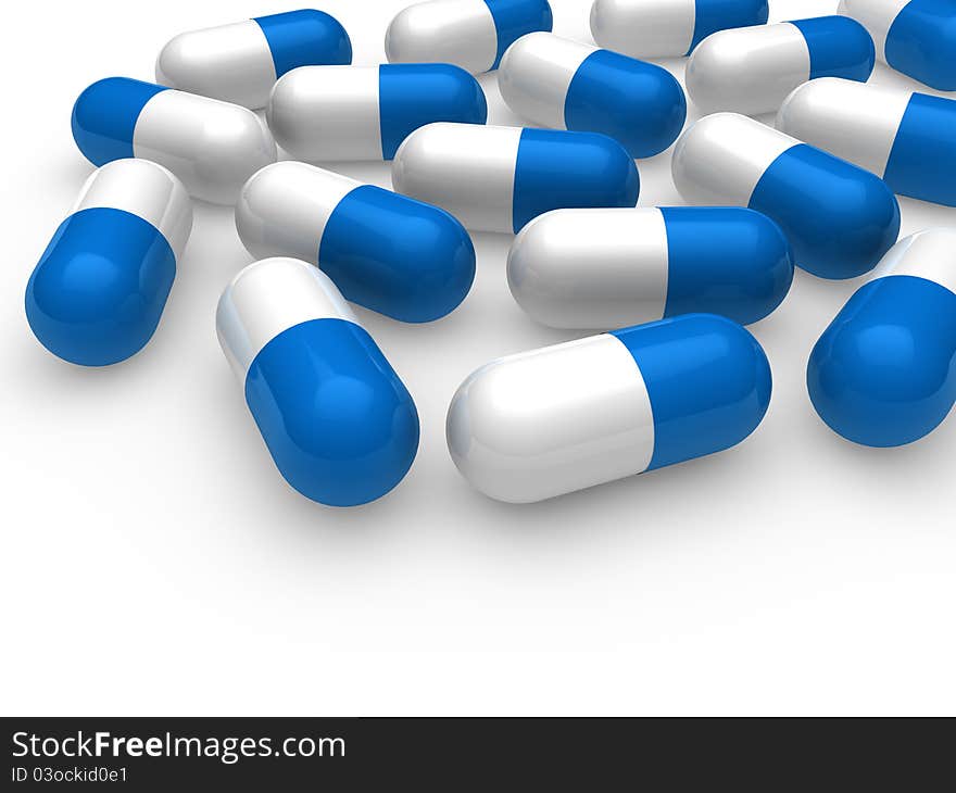 3d pill blue white