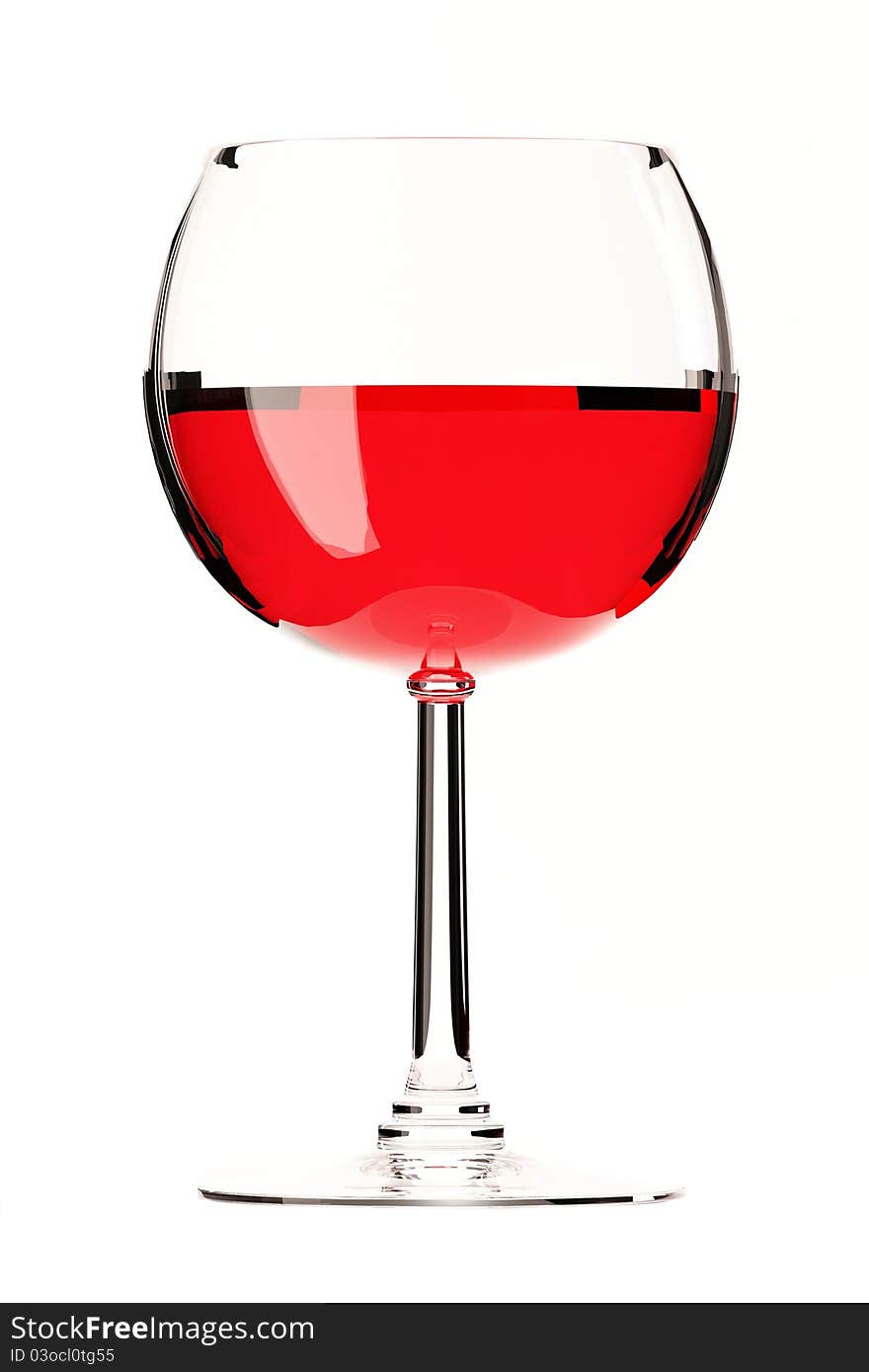 Glass of red wine on white background