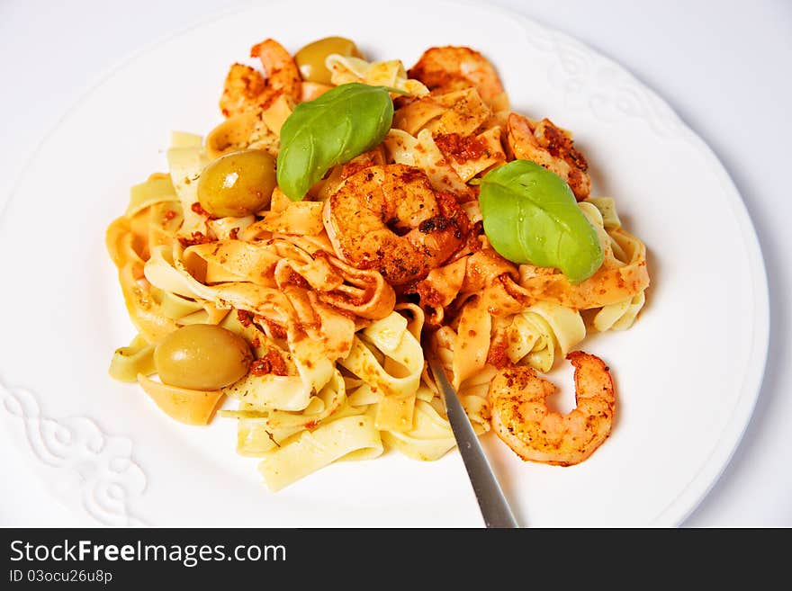 Tagliatelle with shrimps