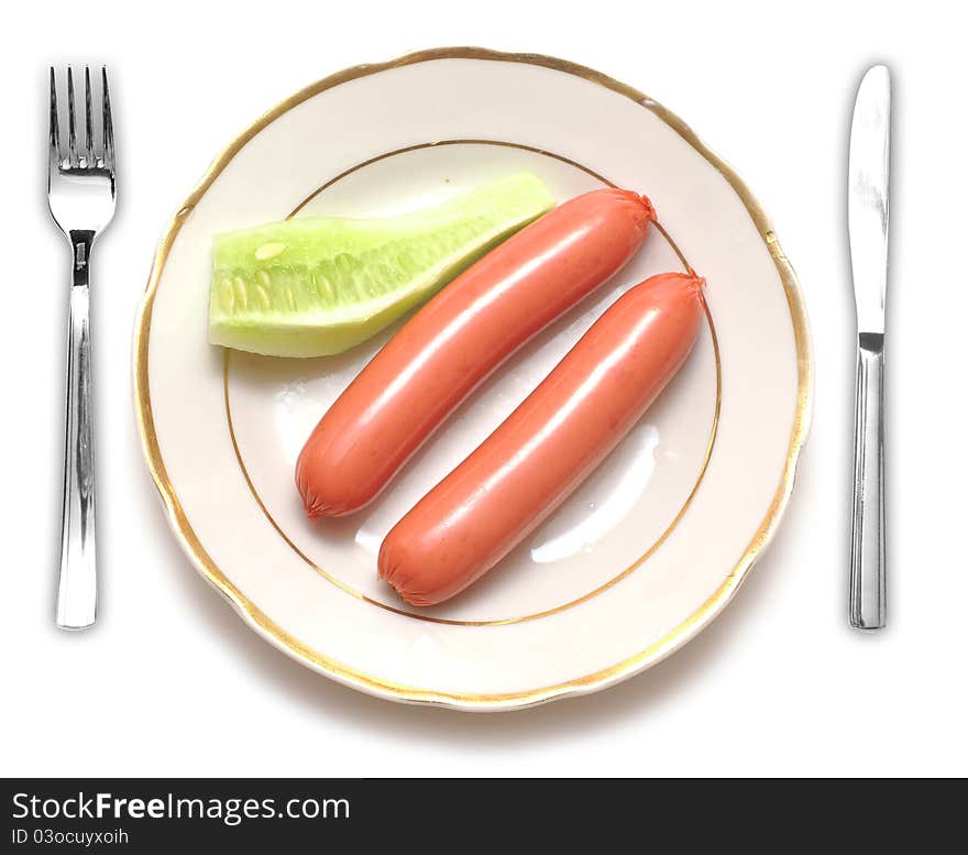 Sausages and cucumber