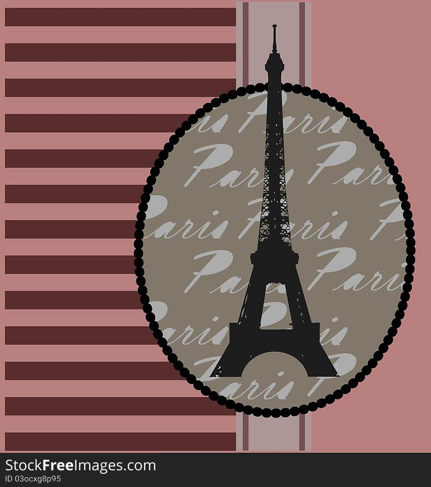 Vintage background with tour Eiffel and design elements