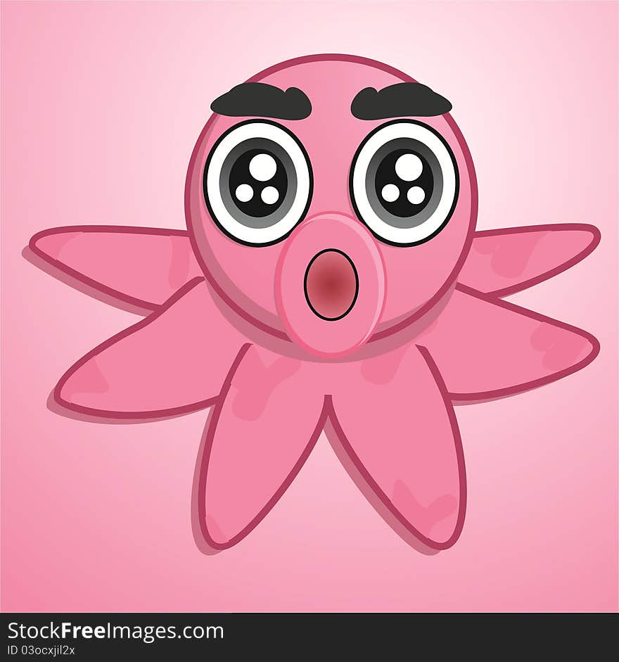 A cute octopus with pink all over his body