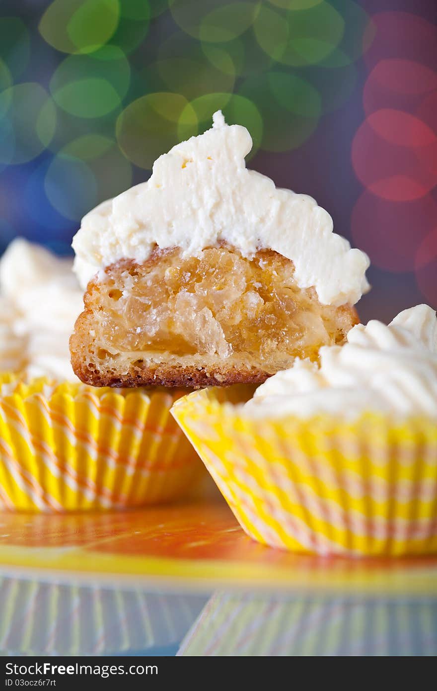 Orange cakes on glass table