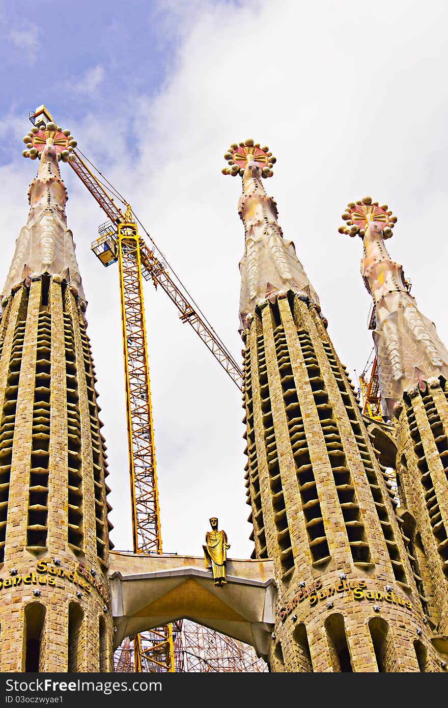 La Sagrada Familia - the impressive cathedral designed by Gaudi, which is being build since 19 March 1882 and is not finished yet in Barcelona, Spain.