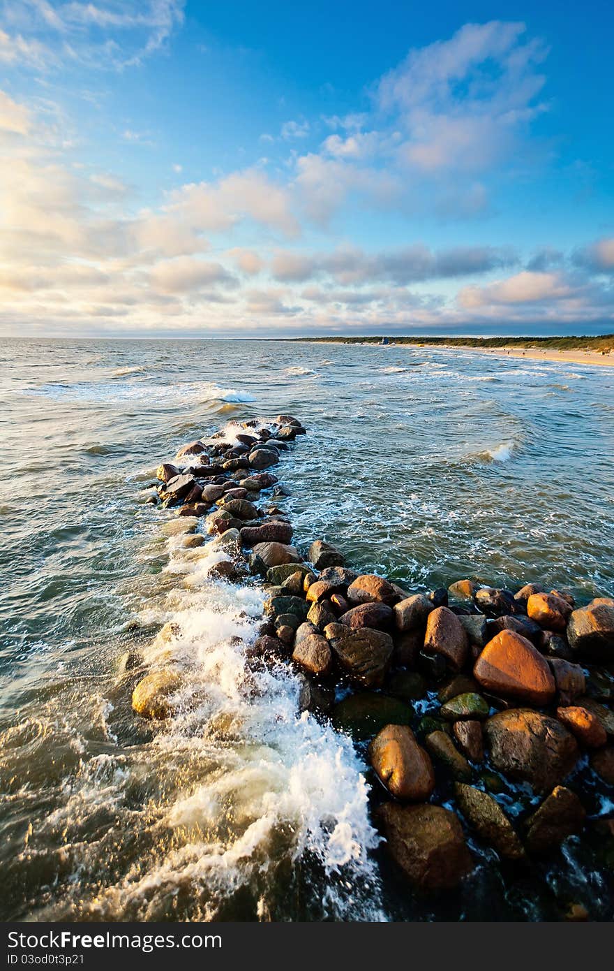 Stones in sea water