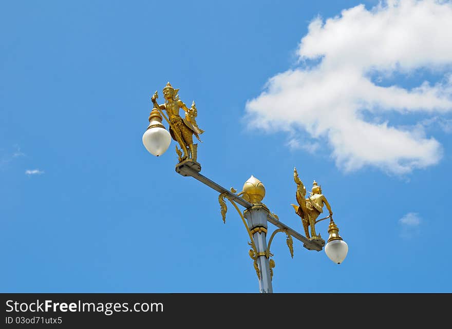 Image of thai street lamp and blue sky