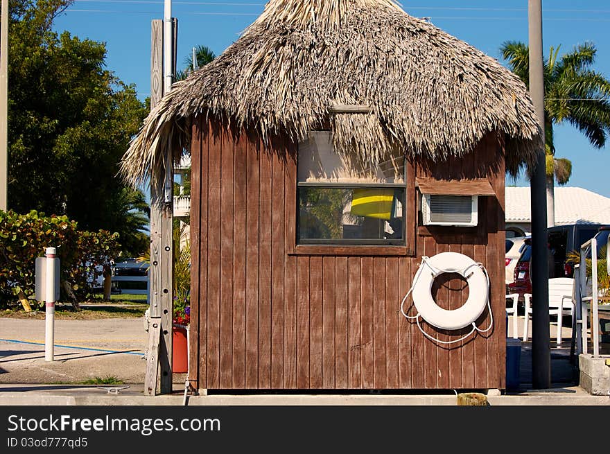 Wooden Hut With Grass Roof In Florida