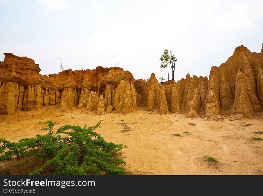 Wall of corrosion at Sao Din,Nan,Thailand