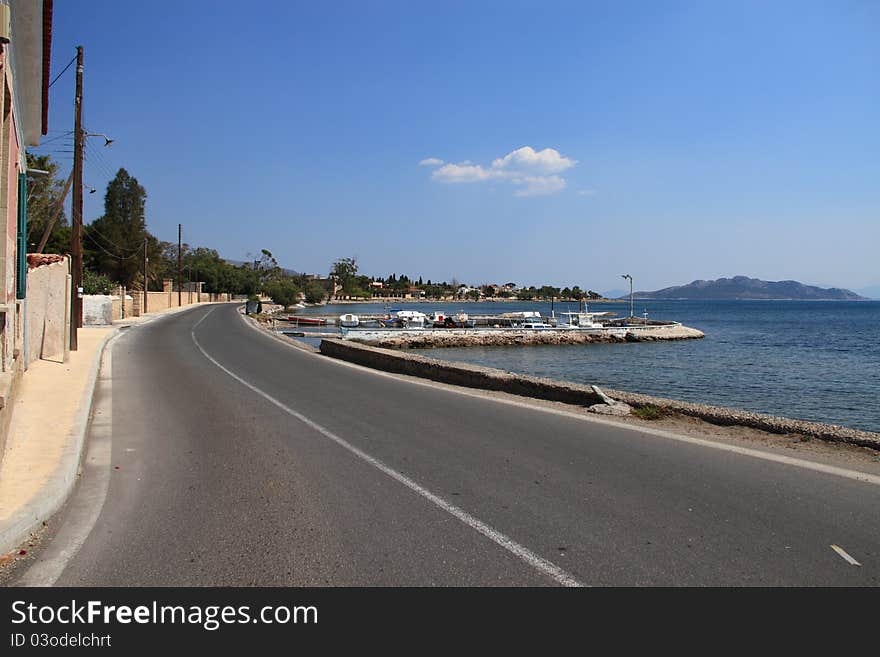 Waterscape from the greek islands, in daylight at the marina