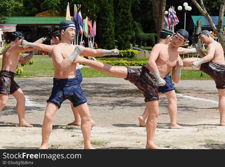 Model of Thai Boxing (Muay Thai), at thai temple