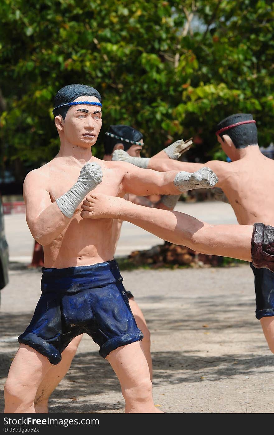 Model of Thai Boxing (Muay Thai), at thai temple