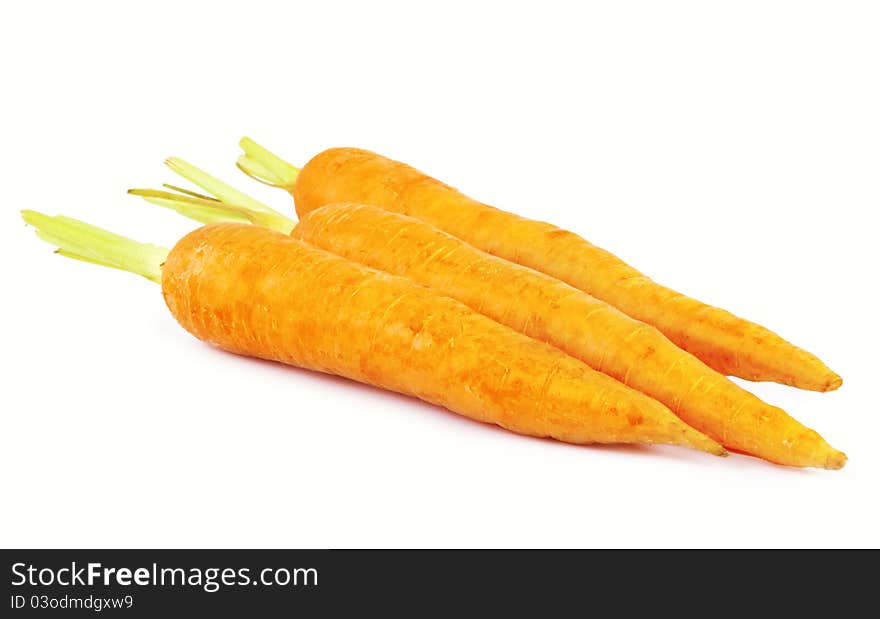 Three Carrots on white background