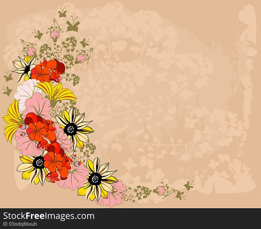 Floral background with summer flowers