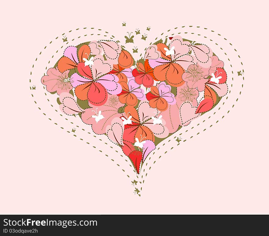 Romantic Floral heart for beloved