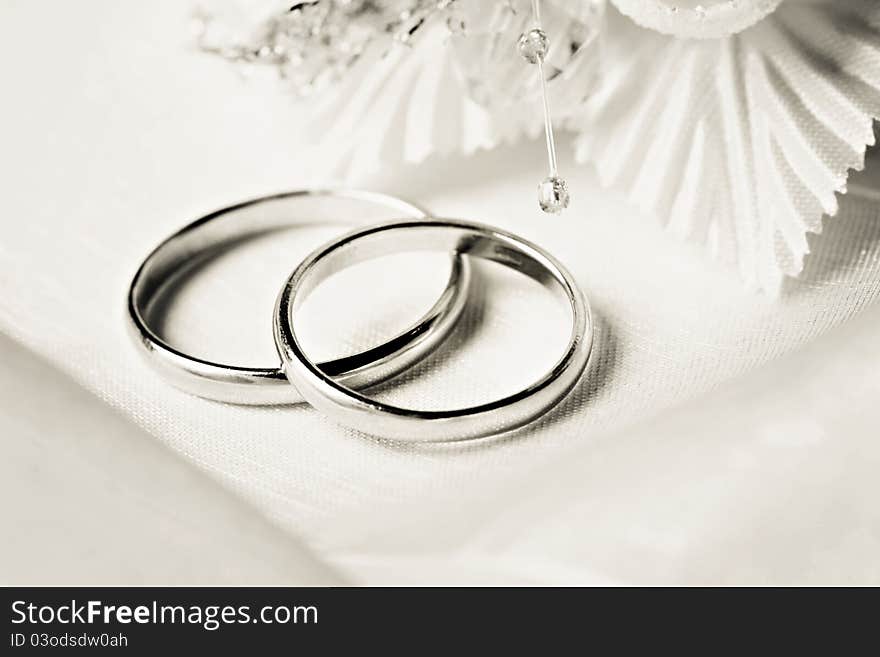 Wedding rings. Black-white image