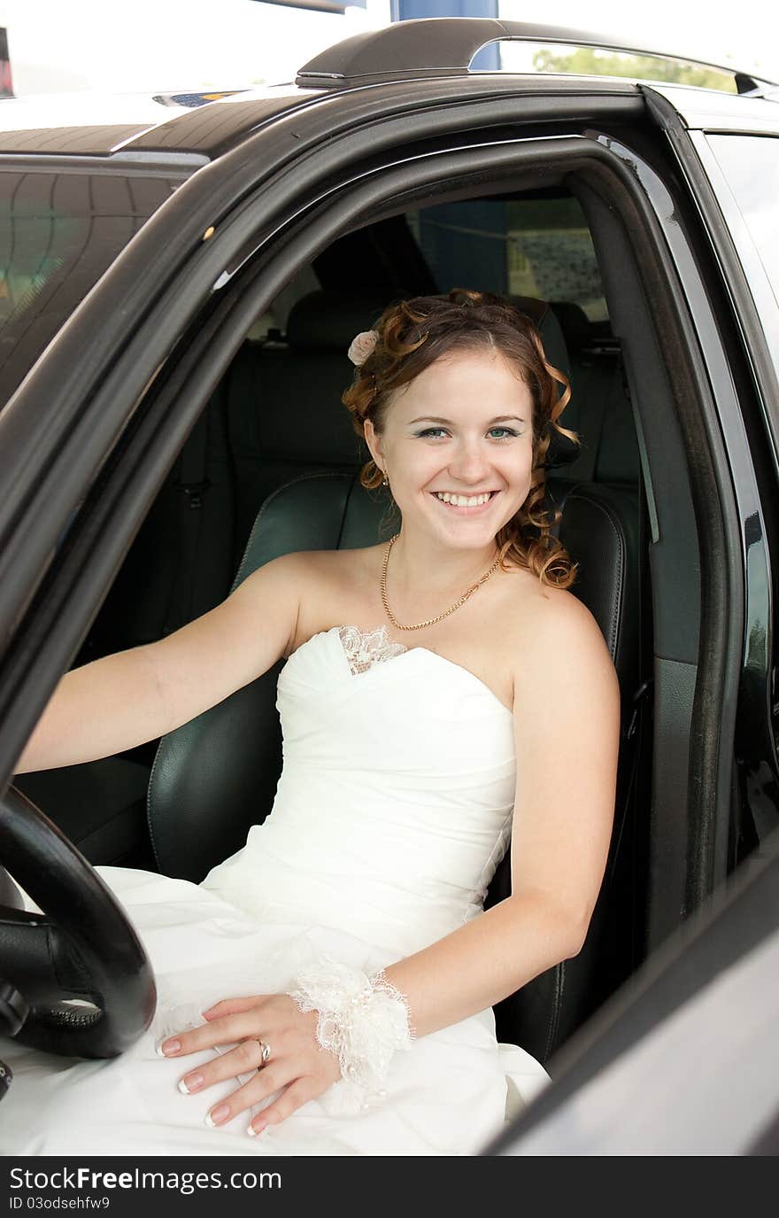 The bride in the car