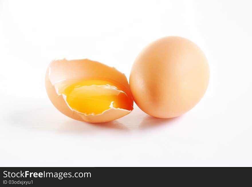 Brown eggs on a white background