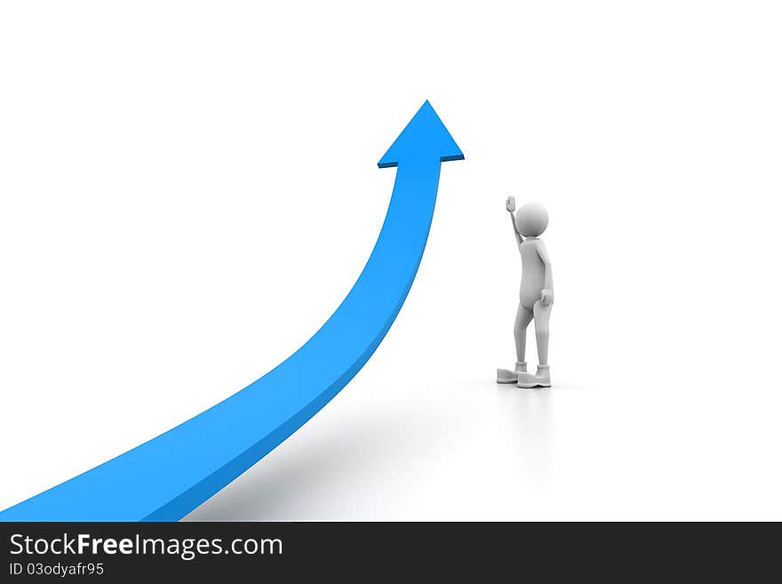 3d illustration of Simplified man Point Top