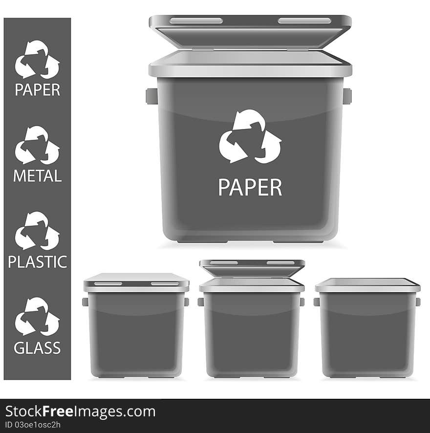 Set of vector gray recycle garbage