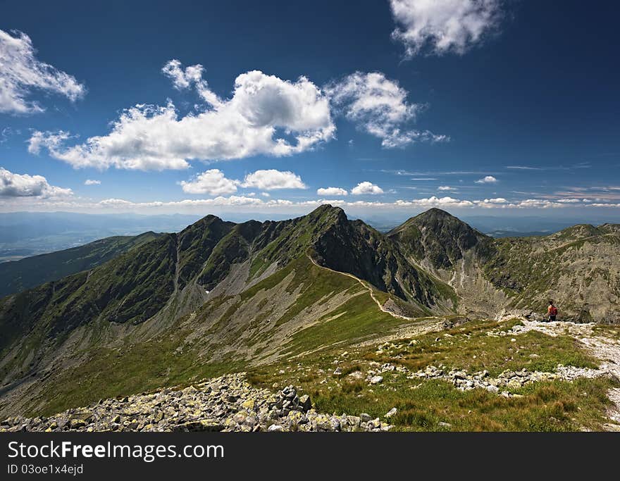 Walker in mountains