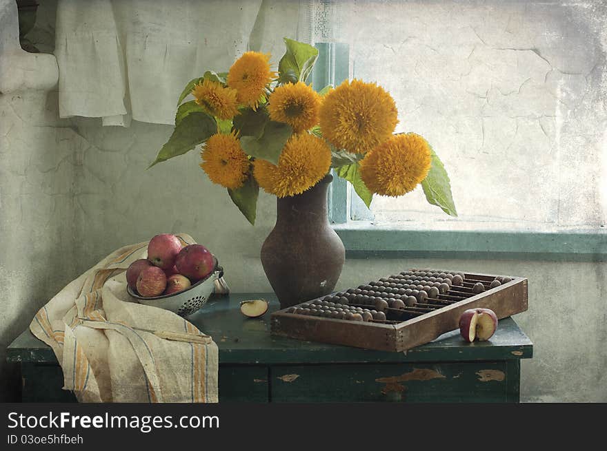 Sunflowers at a window